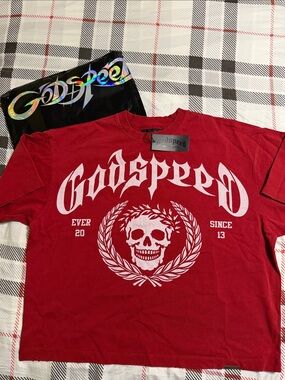 Godspeed Red Graphic Skull Jersey Tee